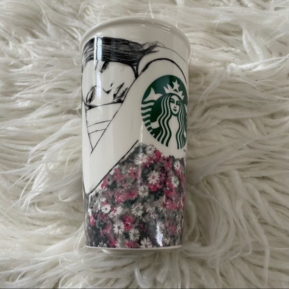 Starbucks Charlotte Ronson floral tumbler ceramic coffee tea cup 12 oz NO LID